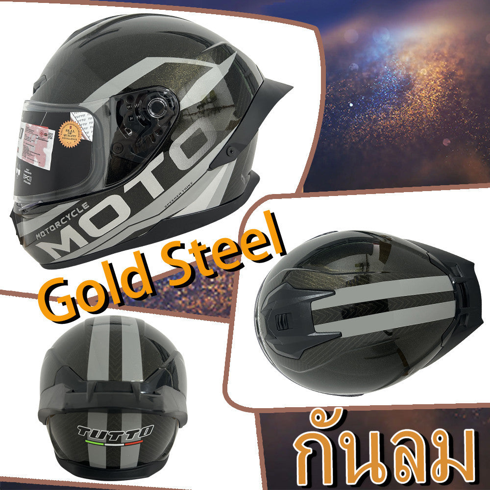 TUTTO K7 TISI ผงทองประกายแวววาว Steel ใหม่2025หมวกกันน็อค ผู้ใหญ่ เต็มใบ คุณภาพดีราคาถูก ทันสมัย