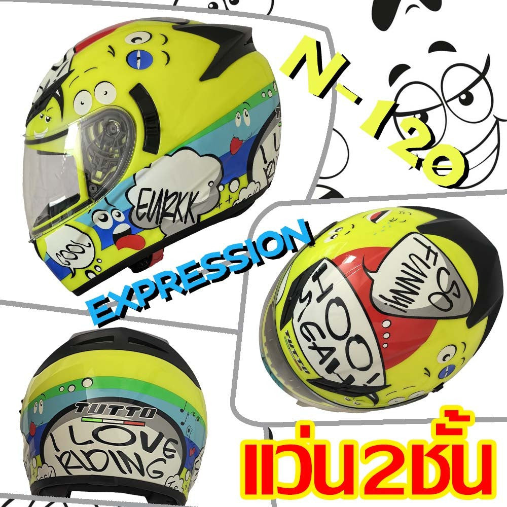 TUTTO K3 ส่งของแถมชิวหน้าฟรี มูลค่า200฿ หมวกกันน็อคเต็มใบ TUTTO หมวกกันน๊อค รถจักรยานยนต์ แว่น2ชั้น ชิวใส