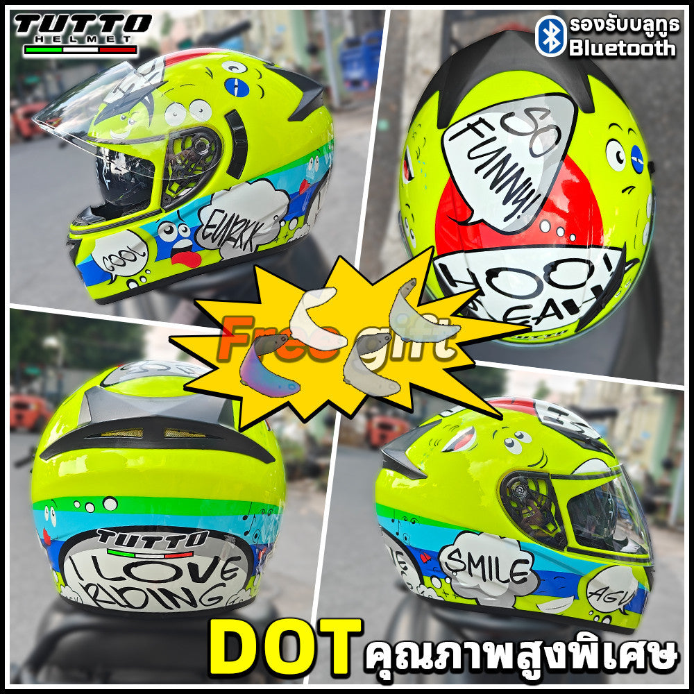 TUTTO K3 ส่งของแถมชิวหน้าฟรี มูลค่า200฿ หมวกกันน็อคเต็มใบ TUTTO หมวกกันน๊อค รถจักรยานยนต์ แว่น2ชั้น ชิวใส