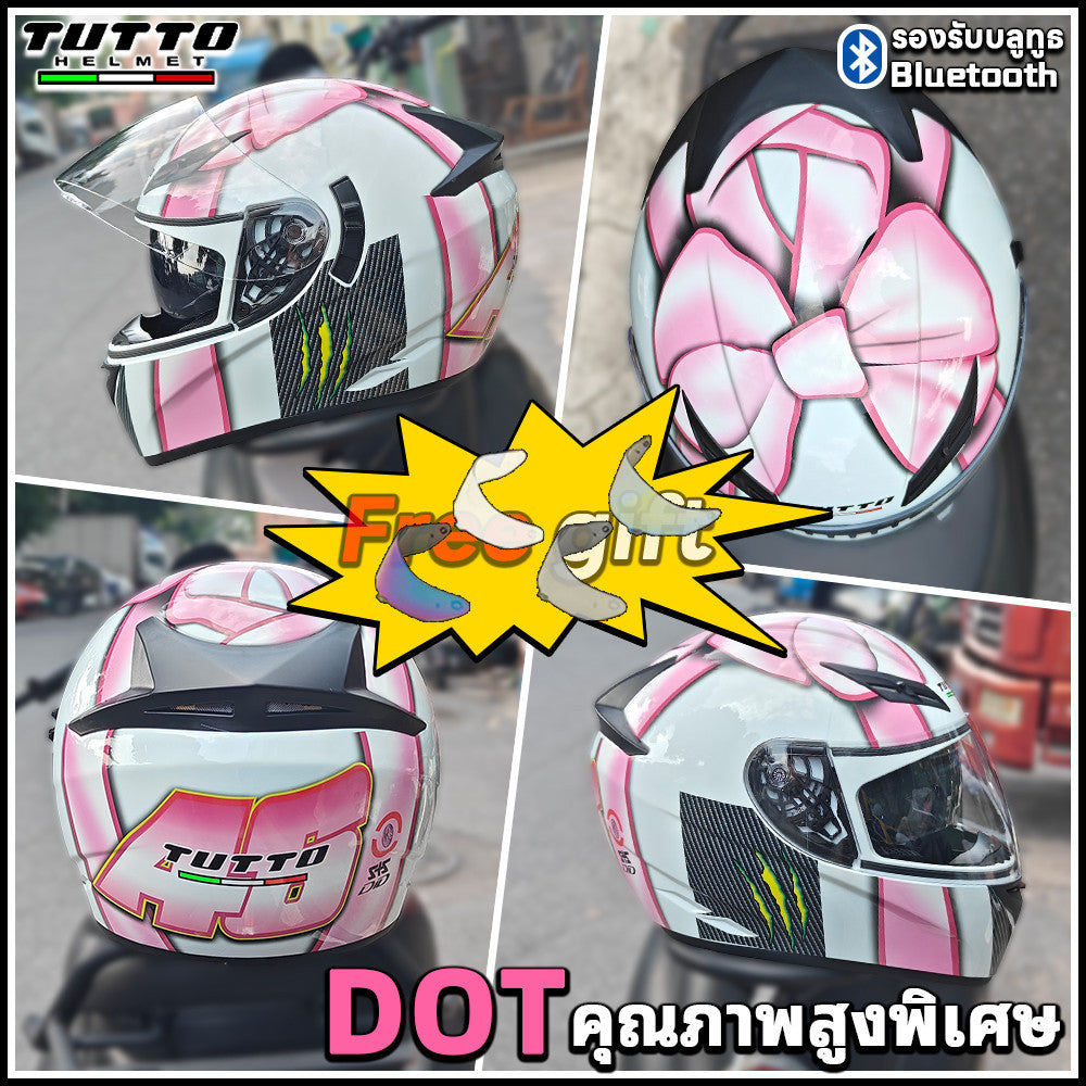 TUTTO K3 ส่งของแถมชิวหน้าฟรี มูลค่า200฿ หมวกกันน็อคเต็มใบ หมวกกันน๊อค รถจักรยานยนต์ แว่น2ชั้น ชิวใส